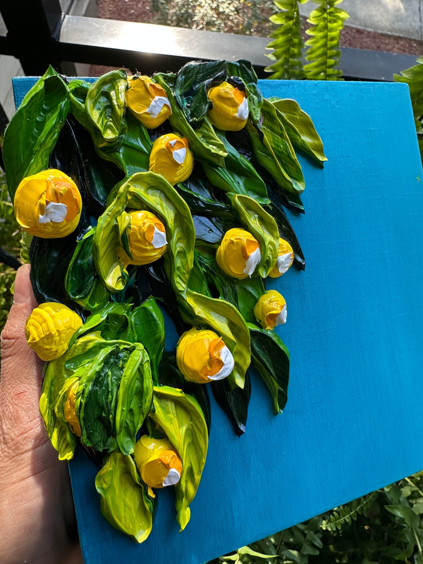 Textured Lemon Painting – Original Citrus Wall Art