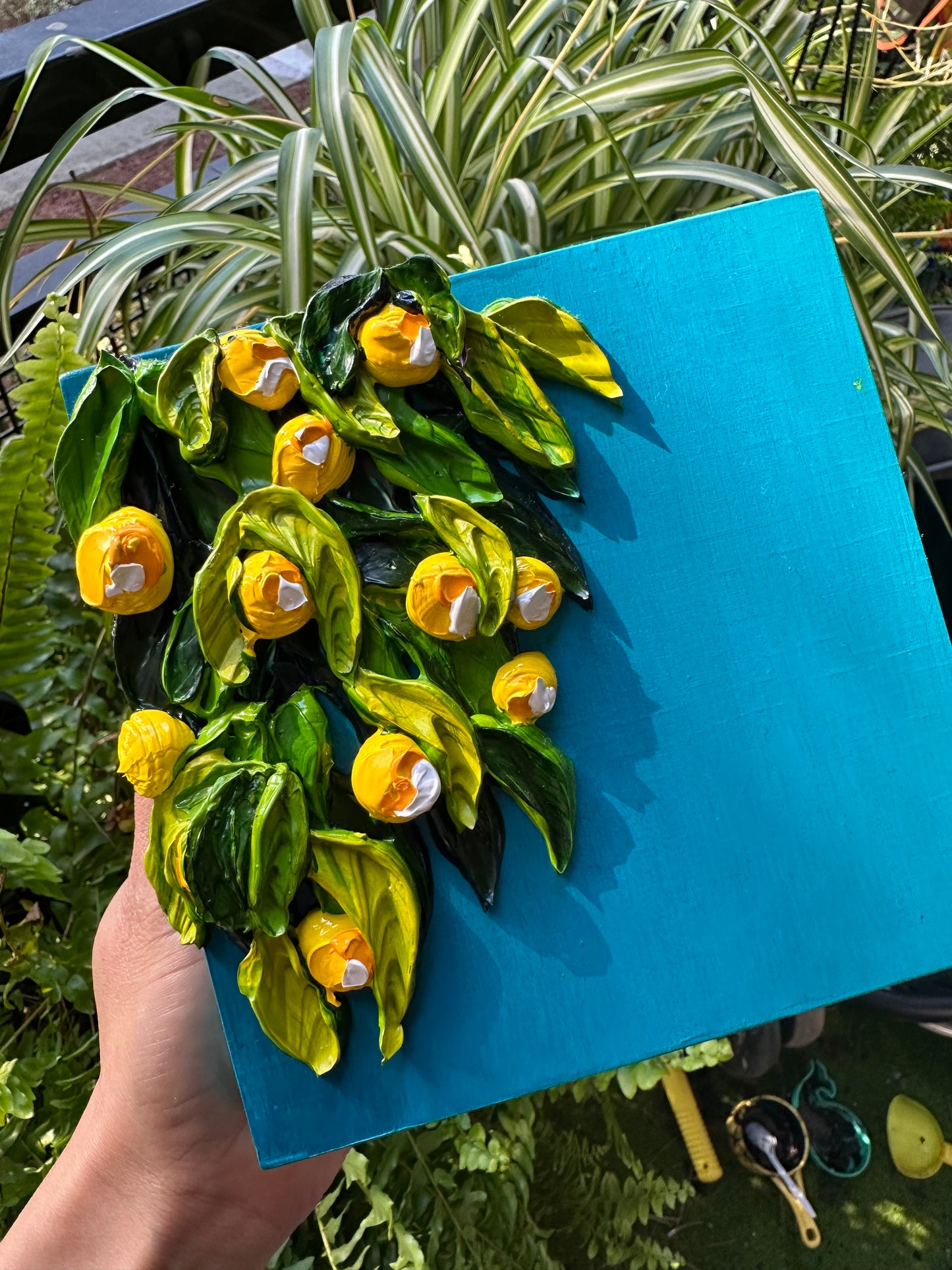 Textured Lemon Painting – Original Citrus Wall Art