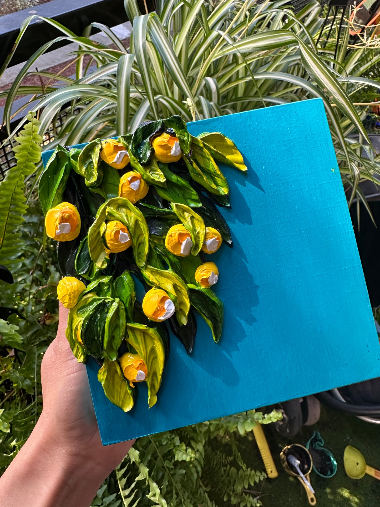 Textured Lemon Painting – Original Citrus Wall Art