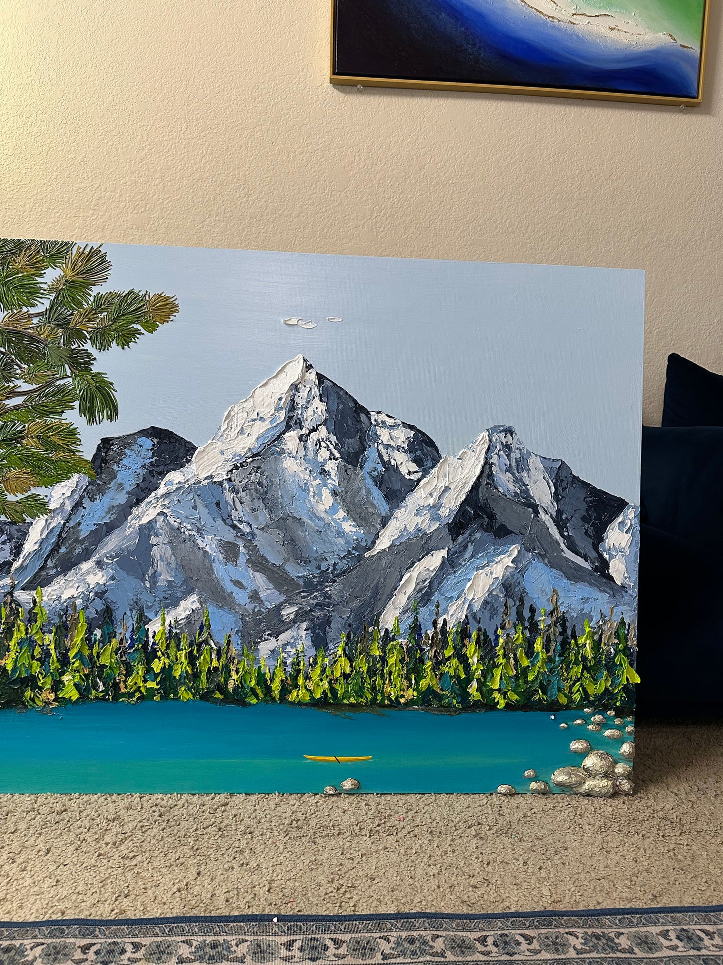 Simplyy Tahoe – Large Lake Tahoe Mountain Painting on Wood (30x40”) | Turquoise Lake Wall Art