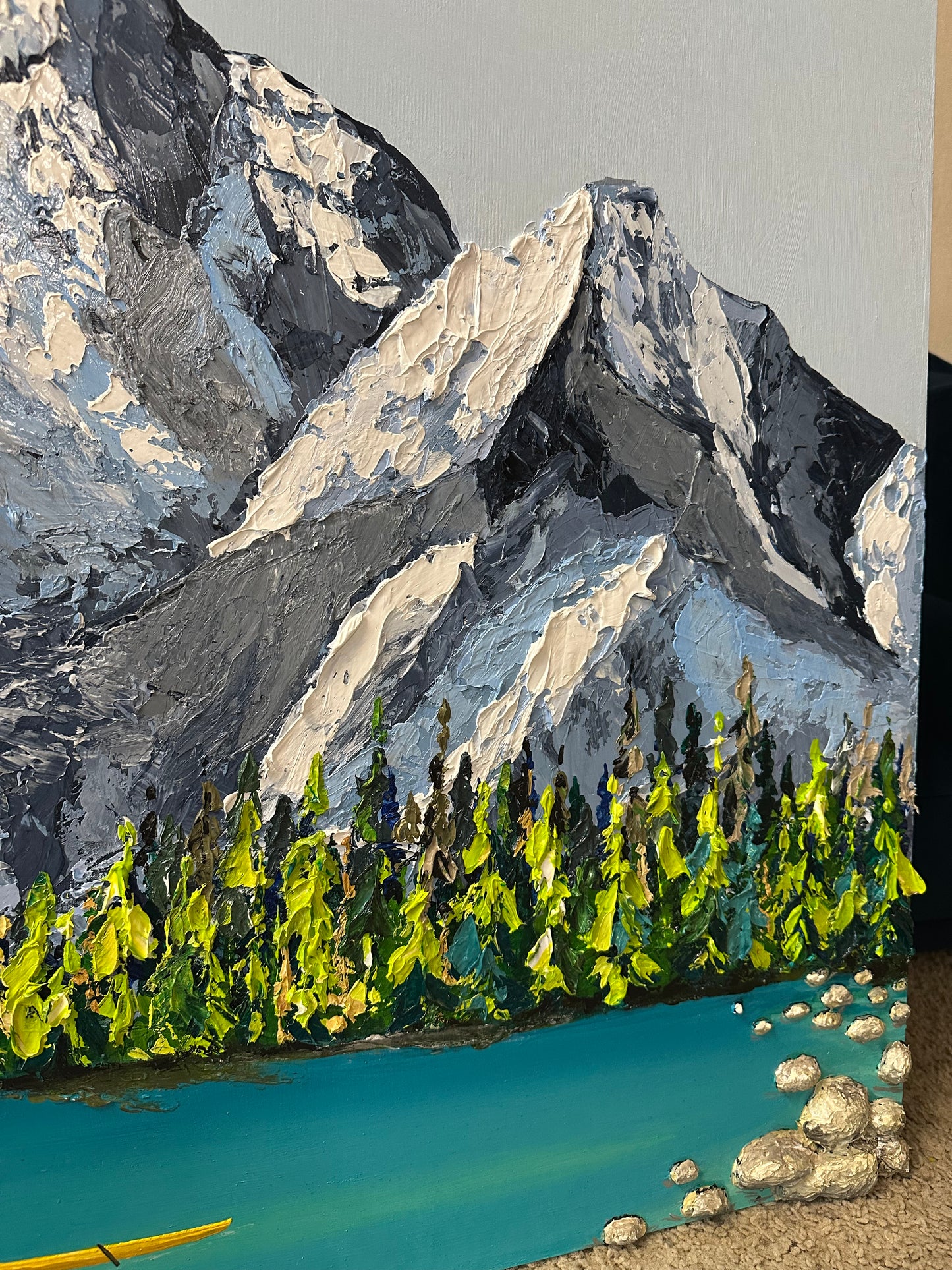 Simplyy Tahoe – Large Lake Tahoe Mountain Painting on Wood (30x40”) | Turquoise Lake Wall Art