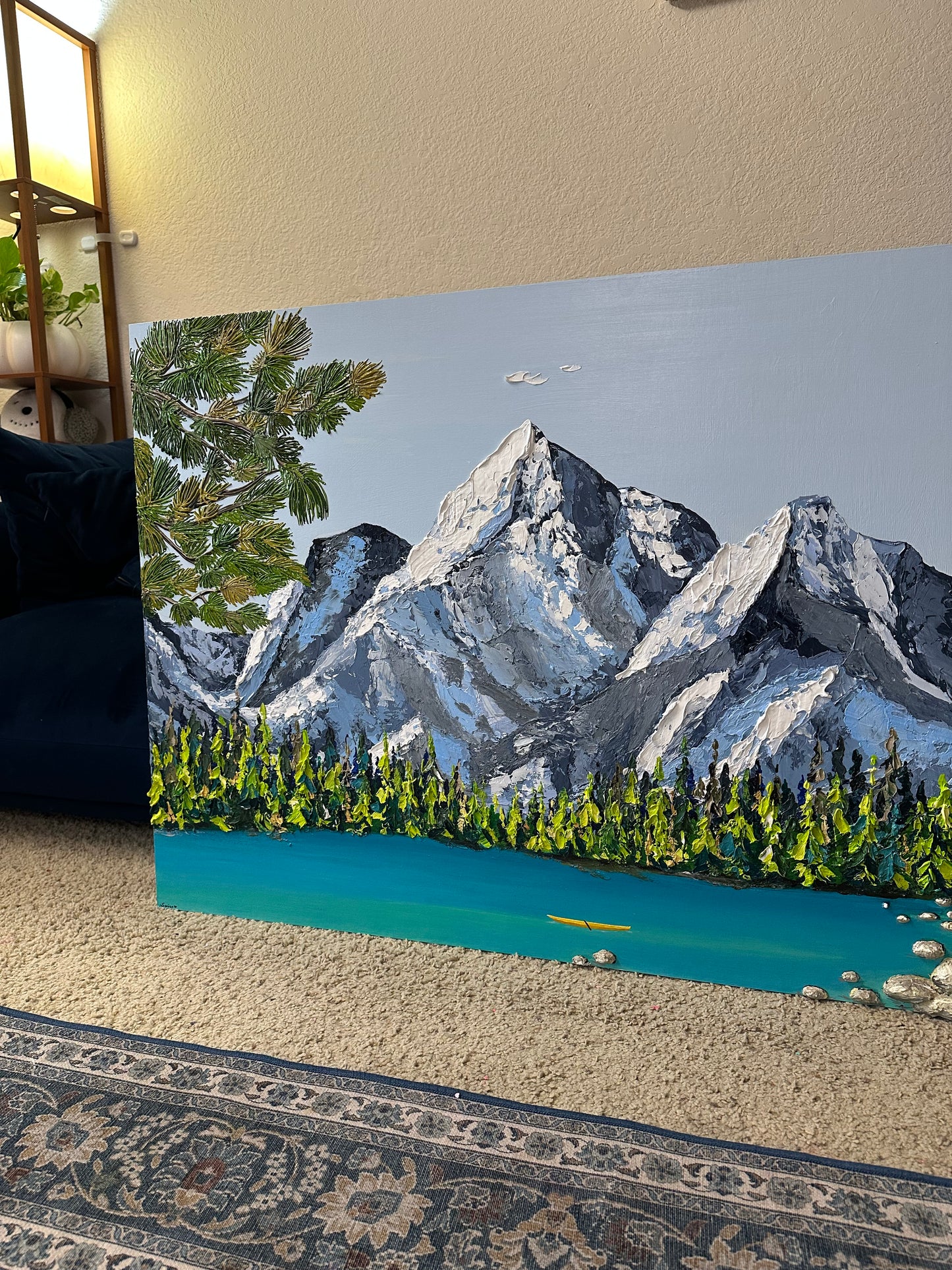Simplyy Tahoe – Large Lake Tahoe Mountain Painting on Wood (30x40”) | Turquoise Lake Wall Art