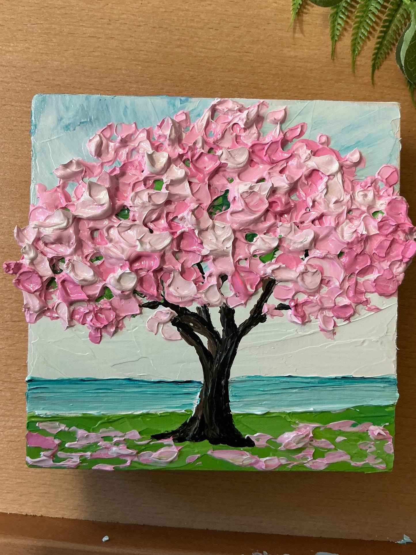 Small Pink Tree Painting on Wood – Perfect 6x6 Giftable Art