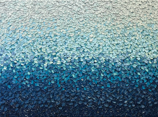 Original Blue Abstract Textured Art | Ocean Wave Impasto Painting for Modern Home Decor