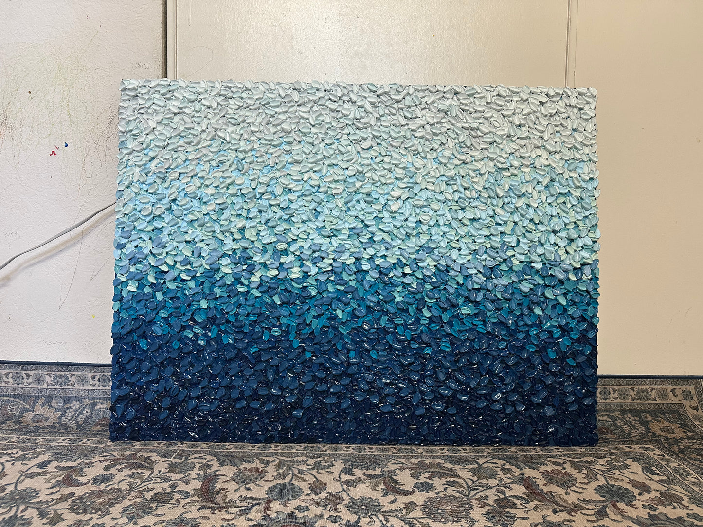 Original Blue Abstract Textured Art | Ocean Wave Impasto Painting for Modern Home Decor