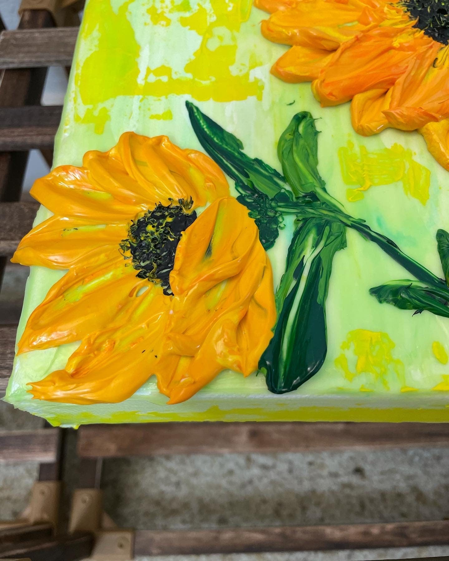 Sunflower painting Impasto | 3D sunflower painting on canvas