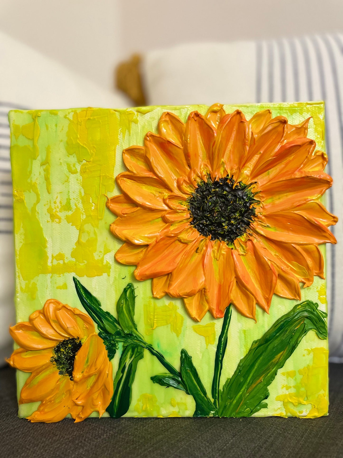 Sunflower painting Impasto | 3D sunflower painting on canvas