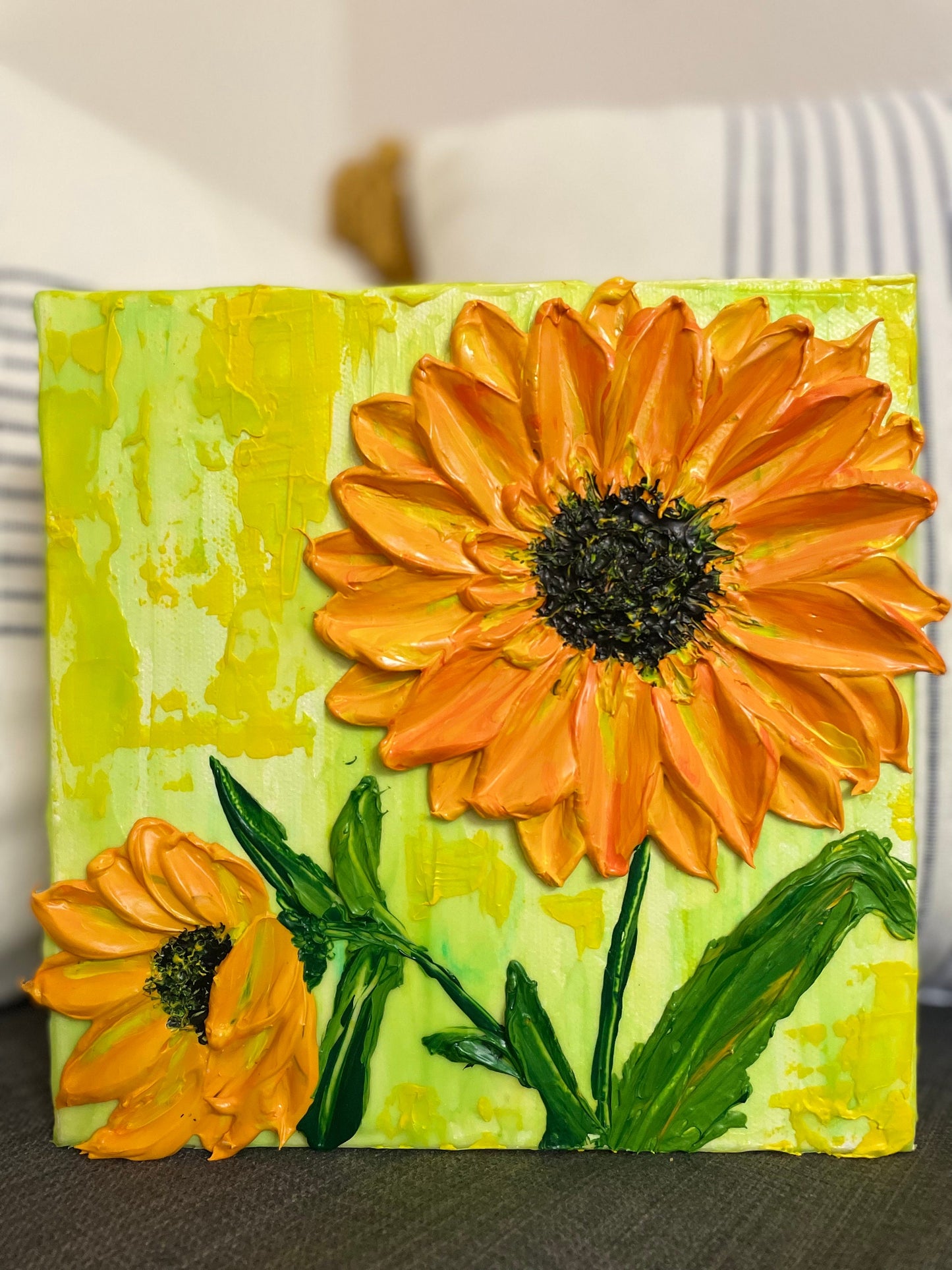 Sunflower painting Impasto | 3D sunflower painting on canvas