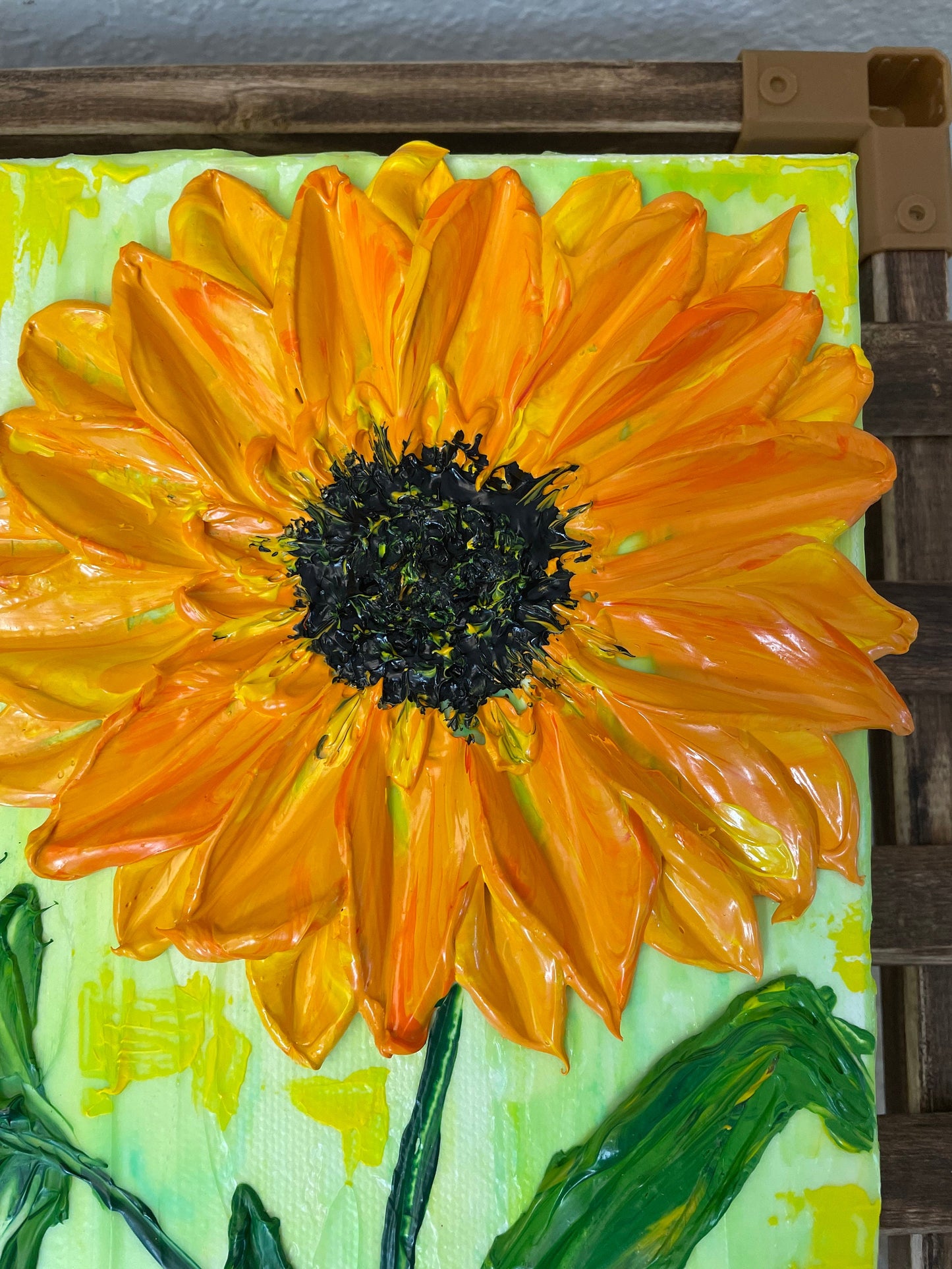 Sunflower painting Impasto | 3D sunflower painting on canvas