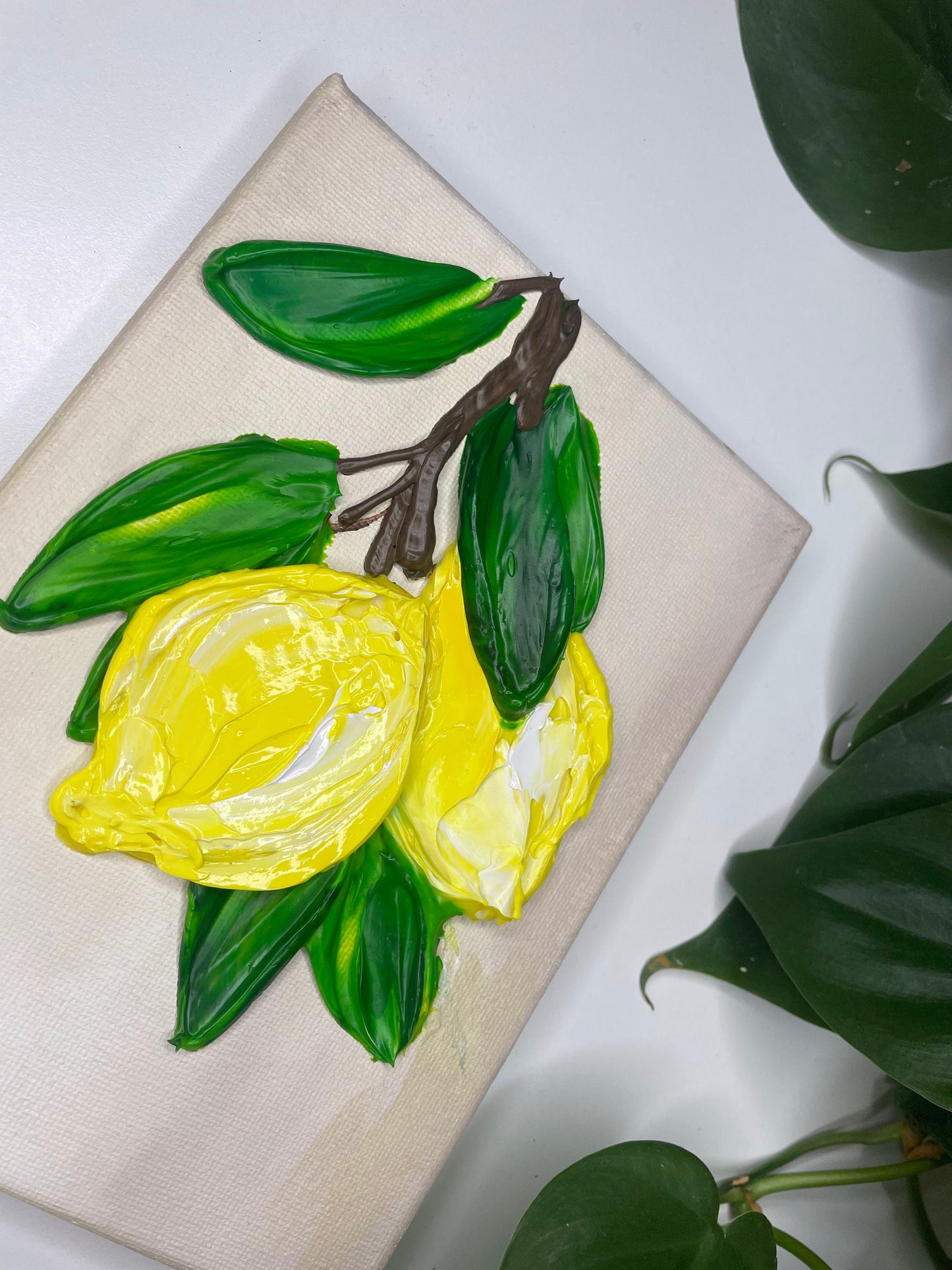 Lemon Painting Original | LEmon Kitchen decor Painting | Textured | Fruit Painting |Gift for Her