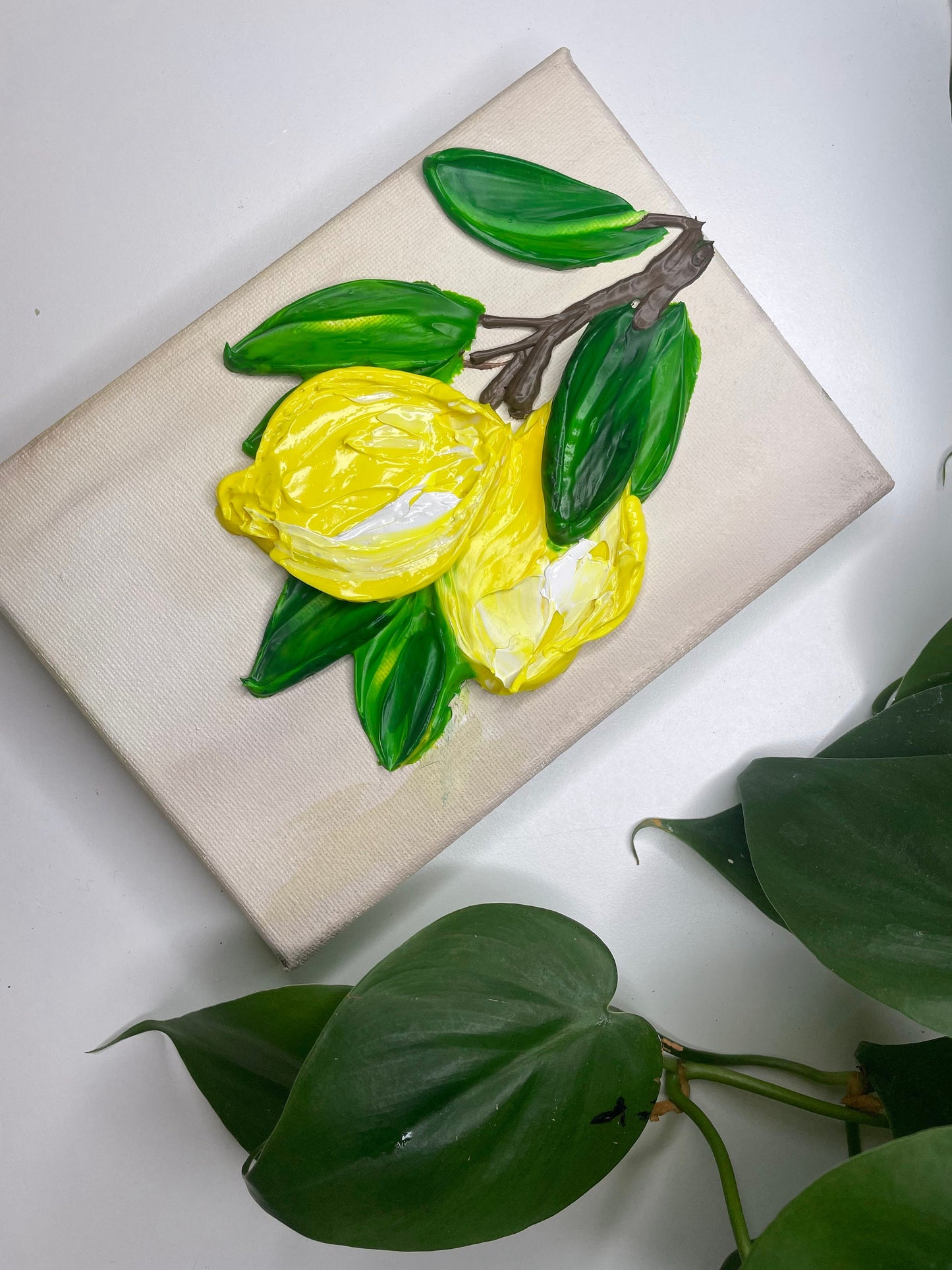 Lemon Painting Original | LEmon Kitchen decor Painting | Textured | Fruit Painting |Gift for Her