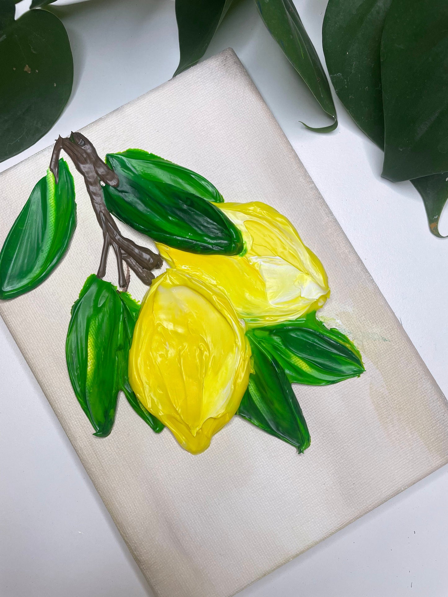 Lemon Painting Original | LEmon Kitchen decor Painting | Textured | Fruit Painting |Gift for Her