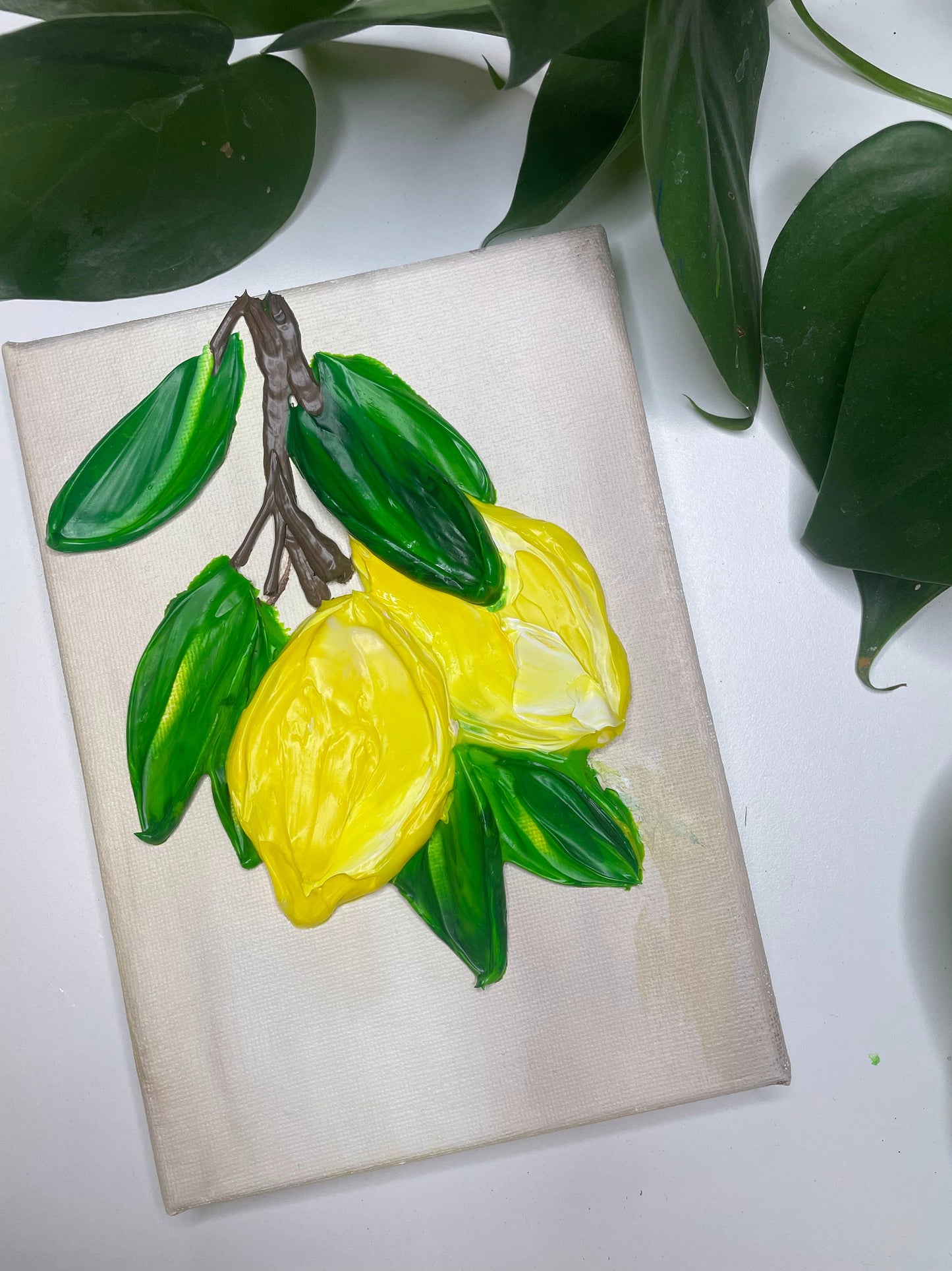 Lemon Painting Original | LEmon Kitchen decor Painting | Textured | Fruit Painting |Gift for Her