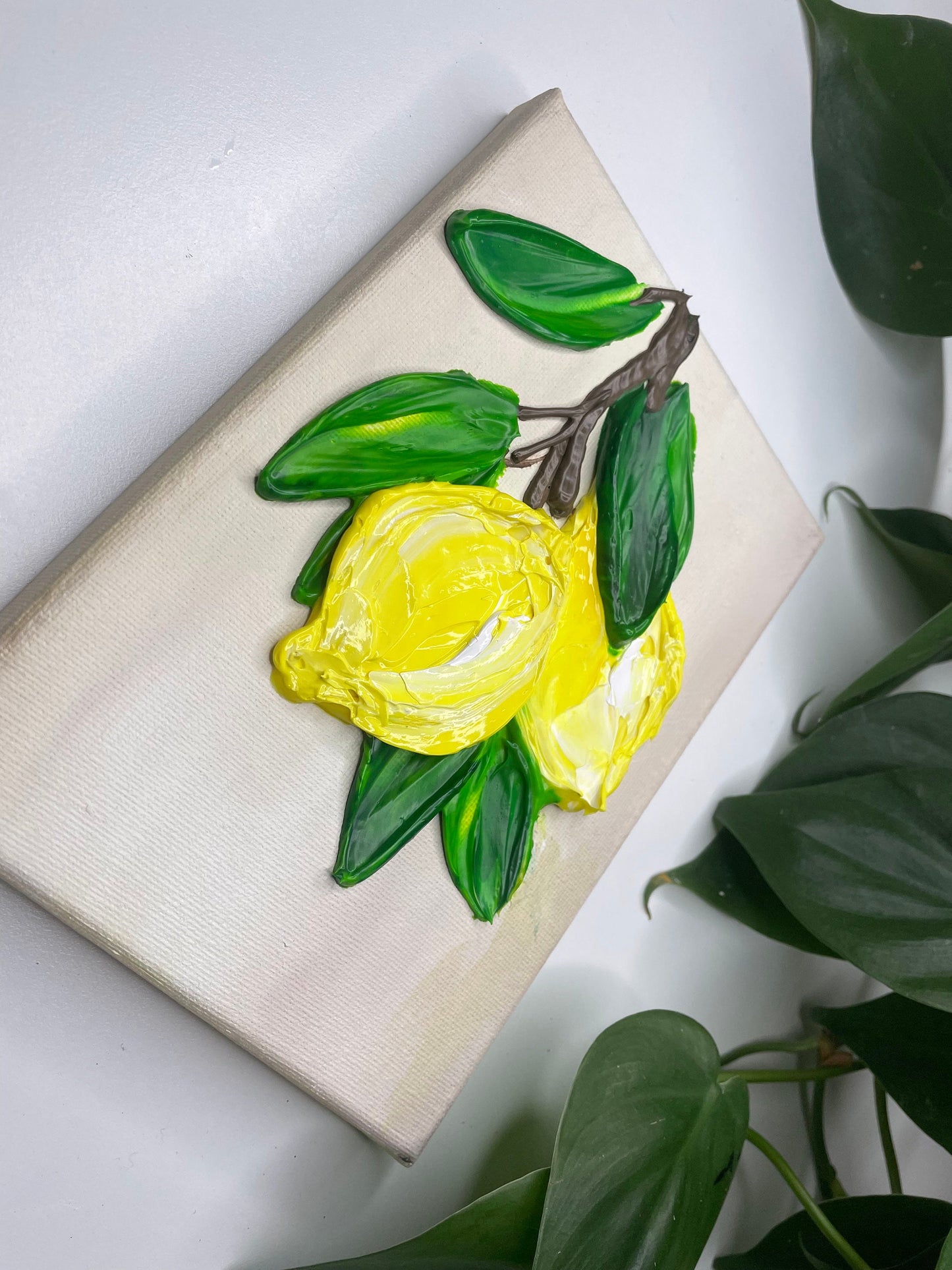 Lemon Painting Original | LEmon Kitchen decor Painting | Textured | Fruit Painting |Gift for Her