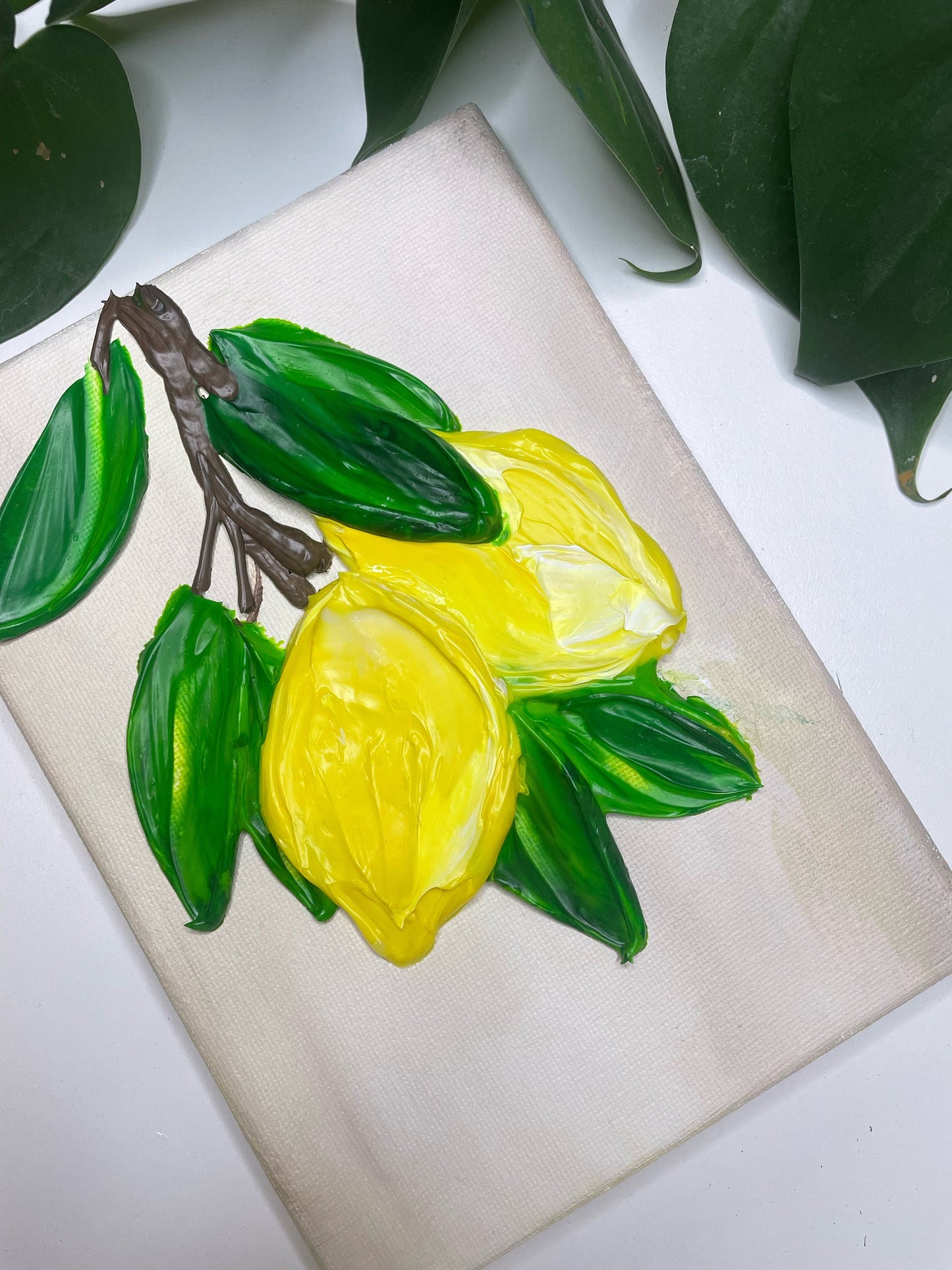 Lemon Painting Original | LEmon Kitchen decor Painting | Textured | Fruit Painting |Gift for Her