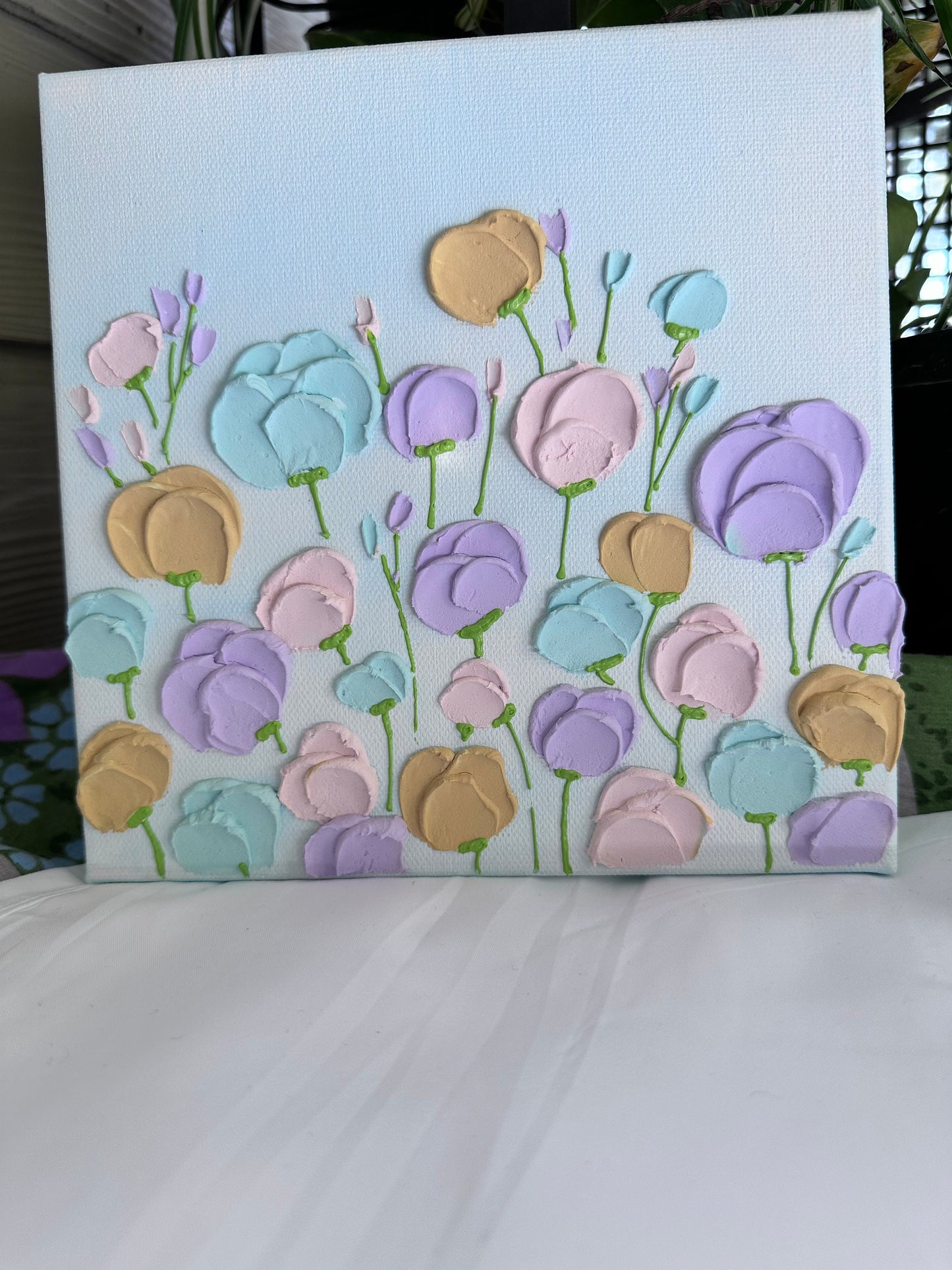 Floral Textured Painting | Texture Art | Original Painting on Canvas | 3D floral wall art