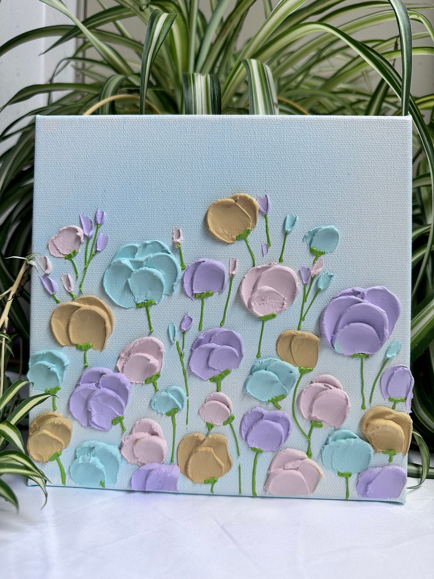 Floral Textured Painting | Texture Art | Original Painting on Canvas | 3D floral wall art