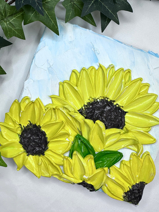 Sunflower Painting Original | Floral Texture Art | Impasto sunflower