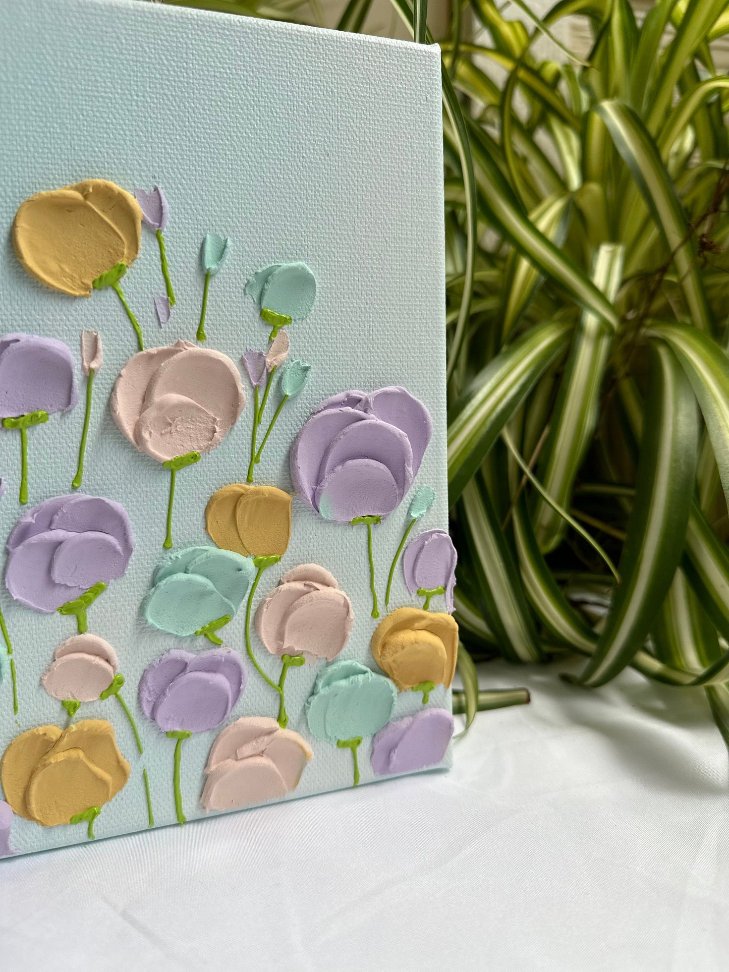 Floral Textured Painting | Texture Art | Original Painting on Canvas | 3D floral wall art